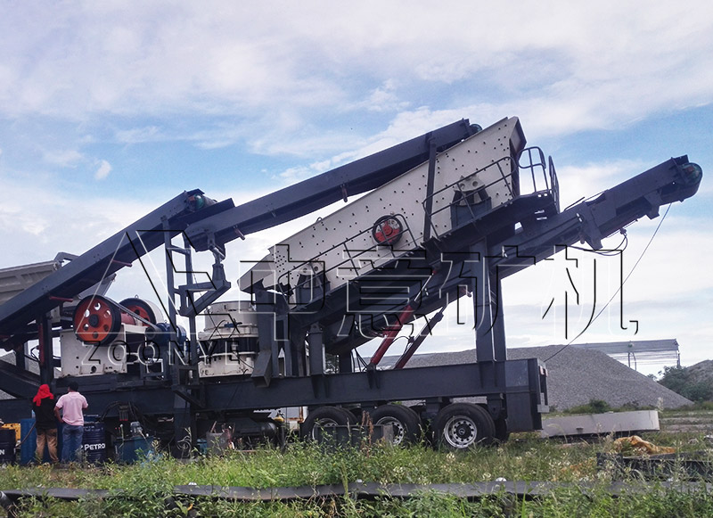 Mobile Jaw crusher + Cone Crusher, Crushing And Screening Pachine Production Site